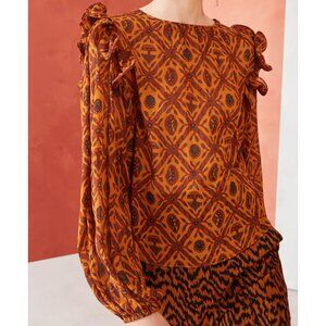 Ulla Johnson Medine Blouse in Ochre Silk, size 0